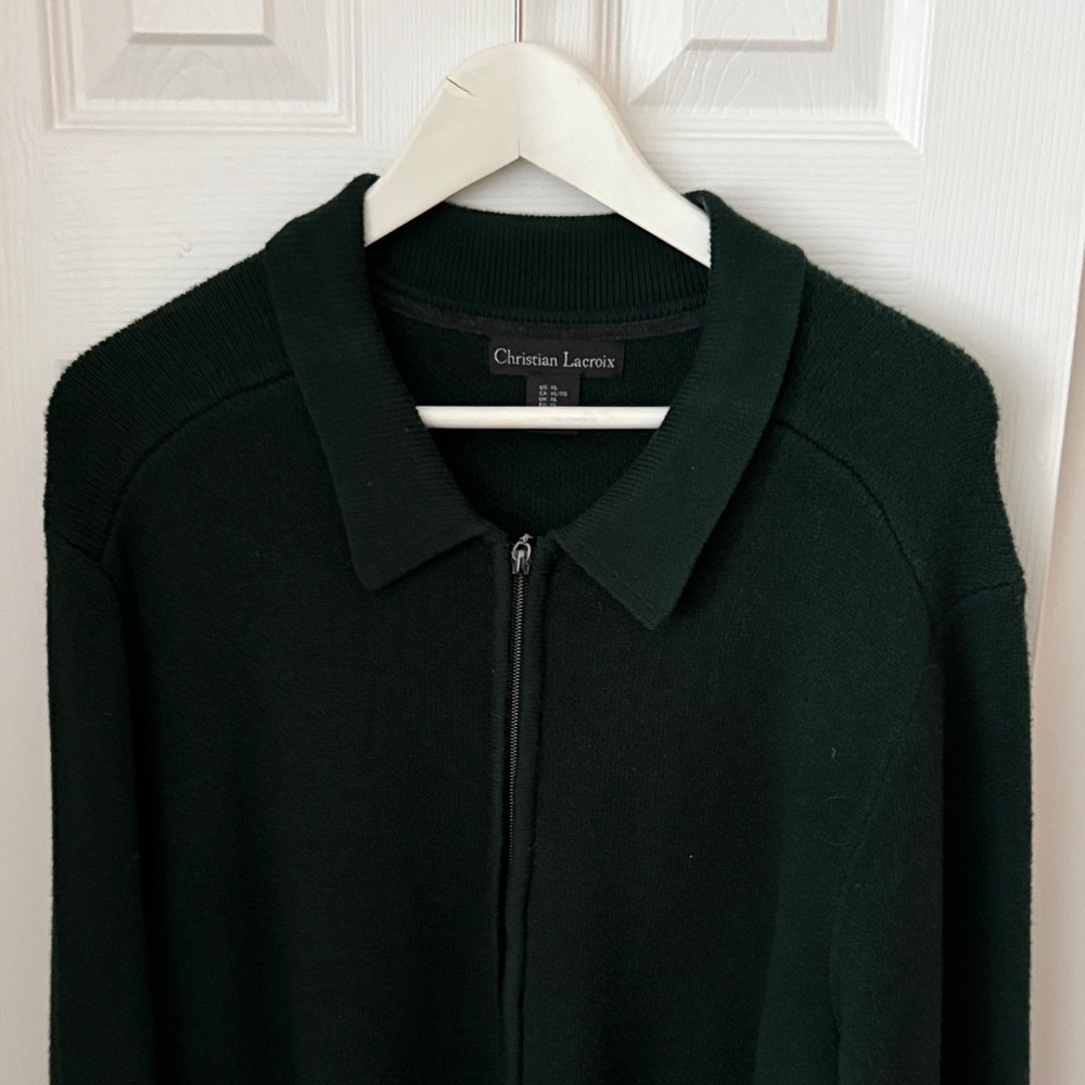 Christian Lacroix Forest Green Zip-Up Cardigan
